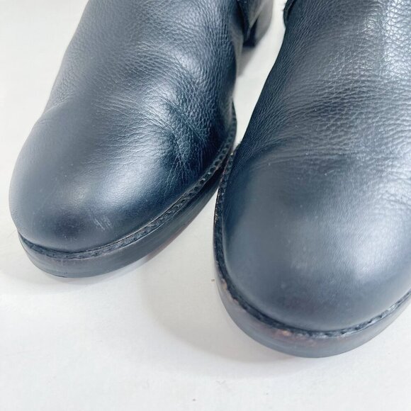Fossil Black Pebbled Leather Riding Boots Knee High Boots Old Money Size 10 - Picture 7 of 9